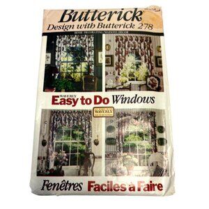 Butterick 278 Waverly Window Treatment Curtains Valances Sewing Pattern Easy